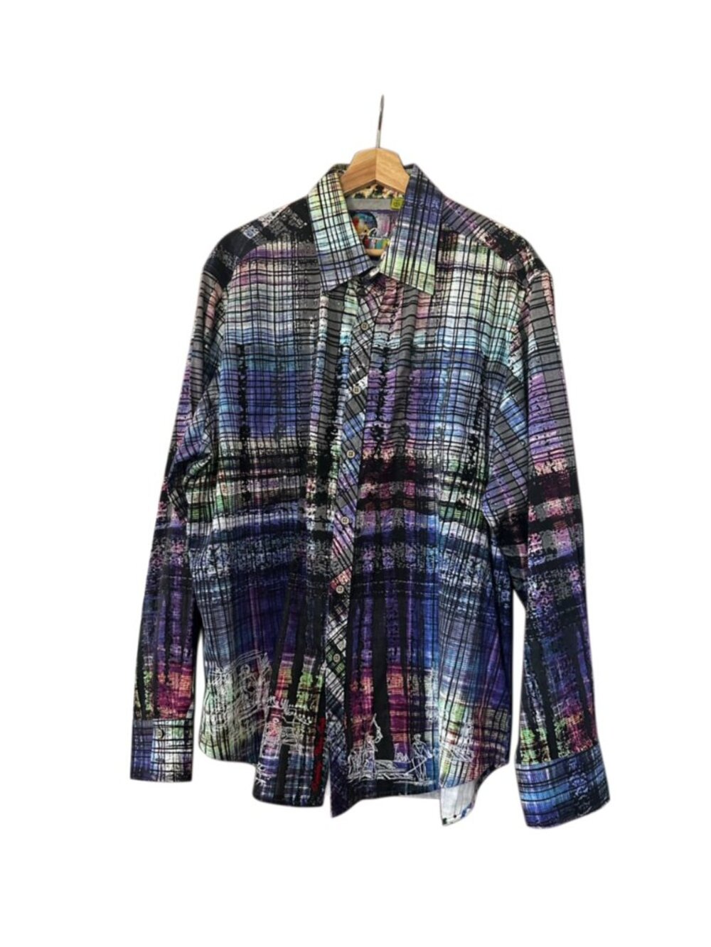 Robert Graham Multicolor Abstract Plaid Button Front Shirt Size  2XL